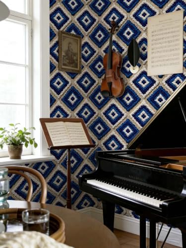 Stickorama Boho Tufted Textured Geometric Fabric Peel and Stick Wallpaper Self - Image 4