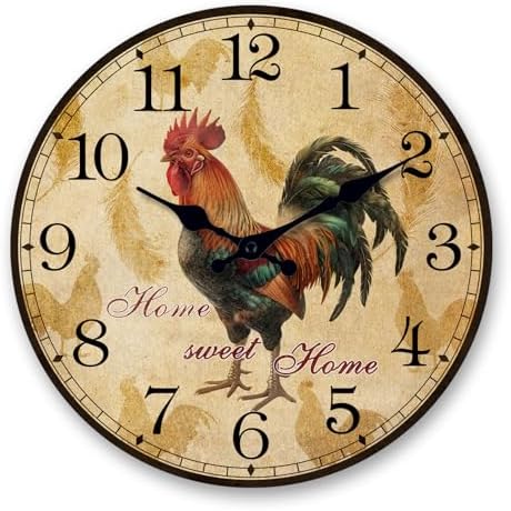 XFM Large Rooster Wall Clock Battery Operated 24 Inch Silent by XFMWallClock