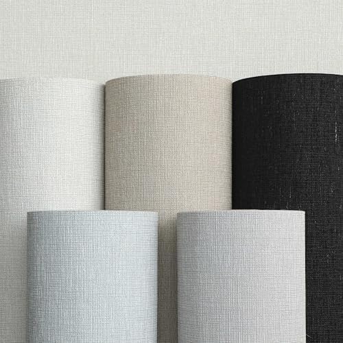 Light Blue Woven Fabric Peel and Stick Wallpaper Subtle Linen Texture - Image 5