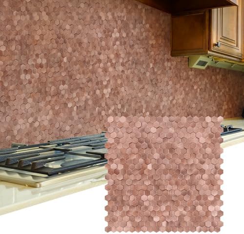 STICKGOO Mosaic Peel and Stick Backsplash Tiles, 8 Sheets, Rose Gold by STICKGOO