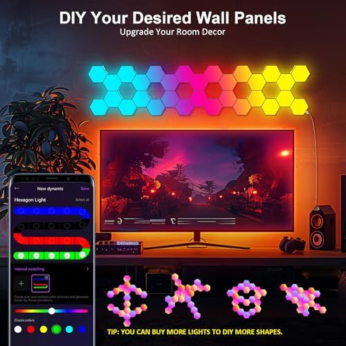 Hexagon LED Light Panels 8 Pack – RGB Wall Decor Lights - Image 2