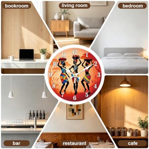 African Women Wall Clock Silent Non-Ticking 12" - Image 5