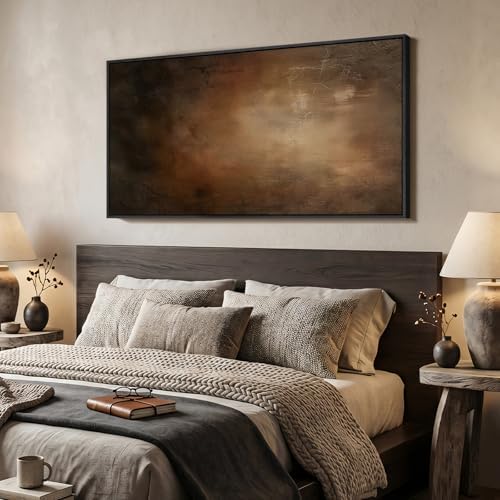 Large Framed Brown Moody Abstract Wall Art, 1 Piece Vertical 30x60 In - Image 3