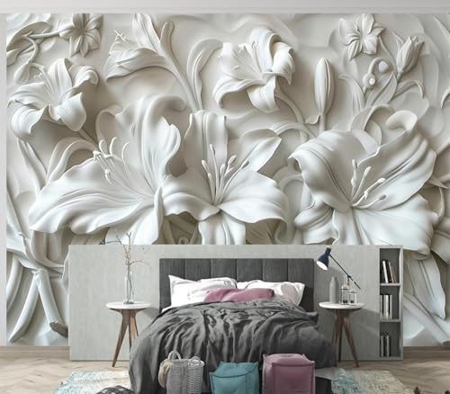 Elegant 3D White Lily Floral Wallpaper Peel Stick - Image 3