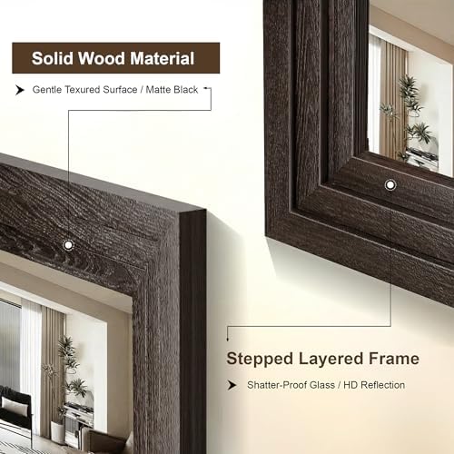 Farmhouse Rustic Wood Framed Bathroom Vanity Mirror - Image 5