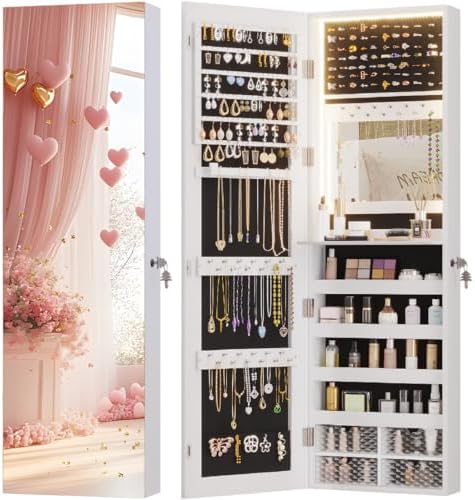 Vlsrka 47.2" LED Jewelry Cabinet, Wall Mounted Jewelry Mirror Organizer by VlsrkaFurniture