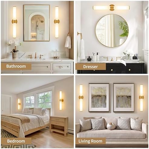 Gold Battery Operated Wall Sconces Set of 2 - Image 6