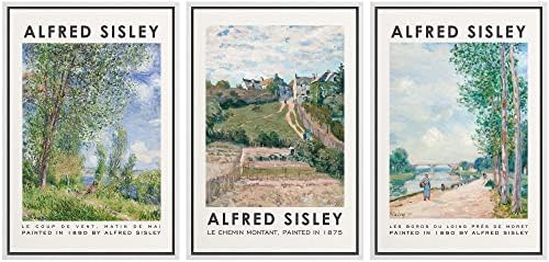 MUDECOR Framed Canvas Print Wall Art Set Alfred Sisley Watercolor Landscapes by MUDECOR