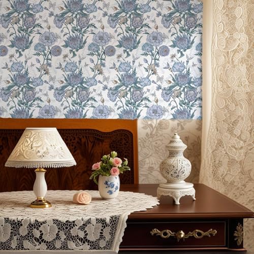 Floral Wallpaper Peel and Stick Floral Contact Paper Blue and Purple - Image 3