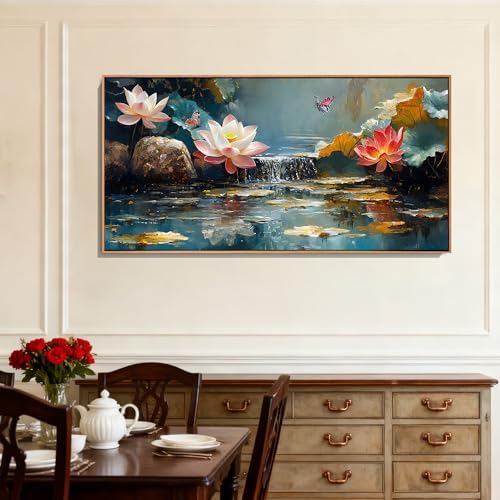 Anolyfi Lotus Canvas Large Framed Wall Art - Image 4
