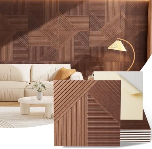 Acoustic Wall Panels, 8 Piece 23.62" X 23.62" Peel and Stick Wall Panels by Vellorise