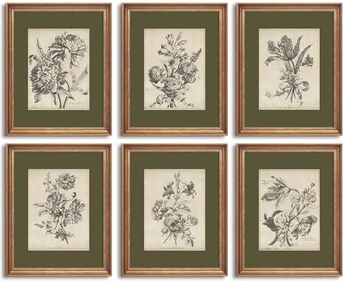 Vintage Floral Wall Art Sketch Flower Prints Antique Botanical Canvas Wall Art by Baccone