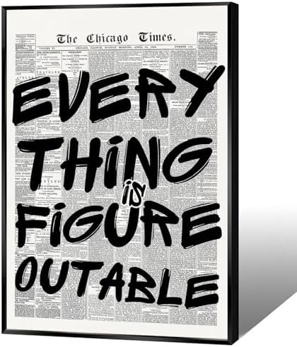 Retro Black And White Newspaper Poster Every Thing Is Figure Outable Canvas by Unknown