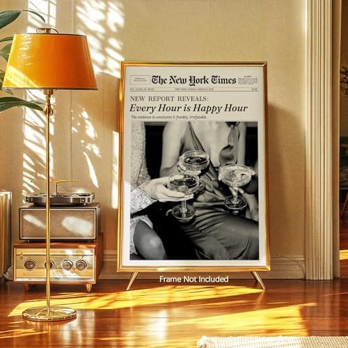 Retro Black and White Newspaper Wall Art 8x10inch UnFramed Every Hour Is Happy - Image 2