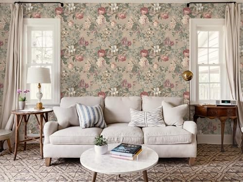 Ismoon Floral Wallpaper Peel and Stick Vintage Brown Contact Paper - Image 6