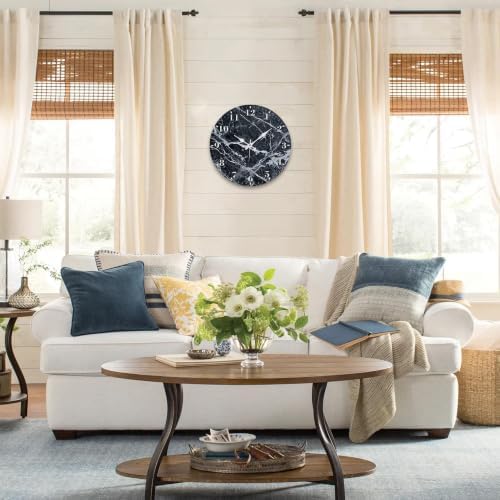 12" Silent Wall Clock, Round Wall Clock, Dark Vein Marble - Image 4
