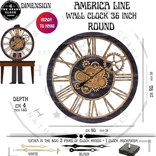 ImprovingLife The Gears Clock 36'' Inch Real Moving Gear Wall Clock Vintage - Image 6