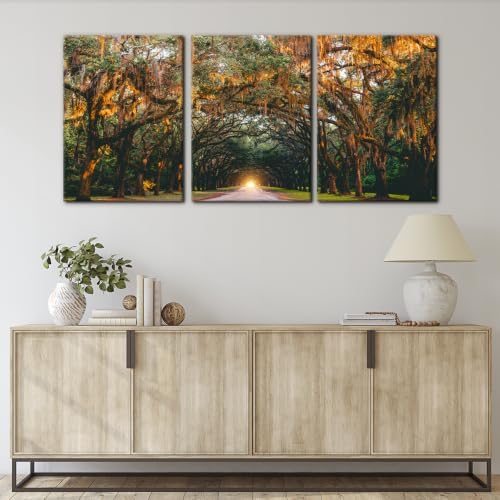 Pacimo 3 Pieces Autumn Landscape Wall Art Decor Fall Orange Hanging Tree Canopy - Image 4