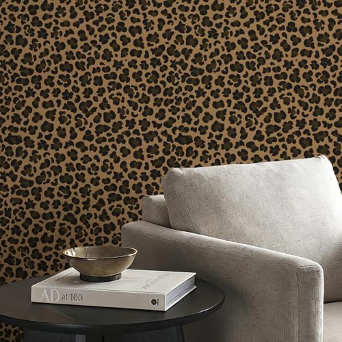 17.3" x 196.8" Leopard Peel and Stick Wallpaper Yellow Leopard Print Waterproof - Image 5