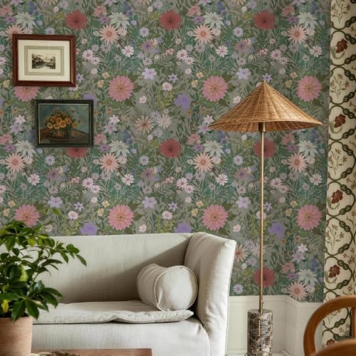 JiffDiff Floral Wallpaper Peel and Stick 17.3"x118" - Image 3