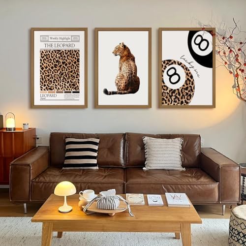 Trendy Leopard Wall Art Cheetah Print Canvas Wall Decor 8 Ball Poster Preppy - Image 3