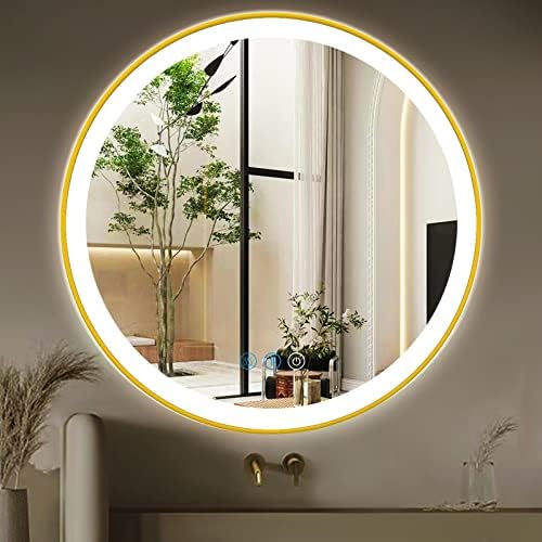 30 Inch Gold Bathroom Round LED Mirror by ARUMMA