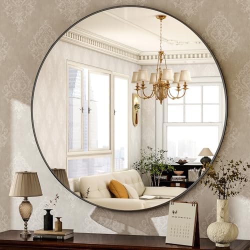 HARRITPURE Round Mirror 30 Black Wall Mounted Circle Mirrors by HARRITPUREHome
