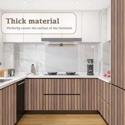 Wood Slat Panel Peel and Stick Wallpaper Brown Wooden Contact Paper - Image 6