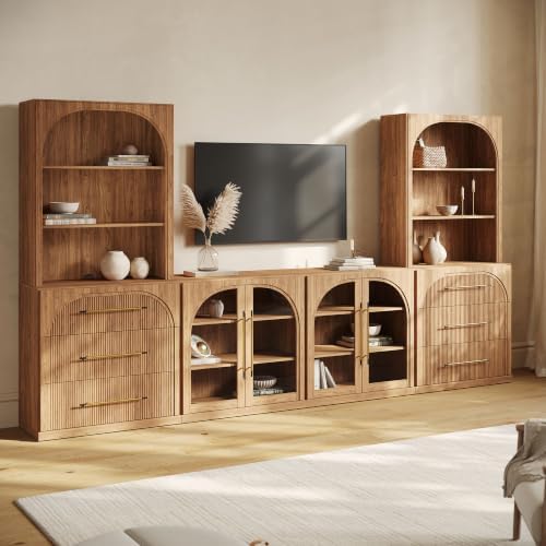 BELLEZE Jagger 130" Wall Unit 6-Piece Modular TV Stand - Image 5