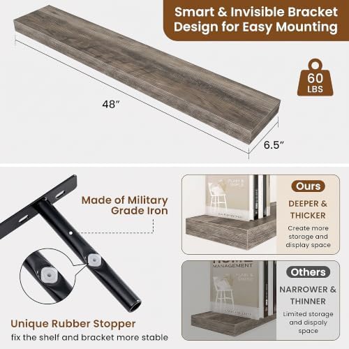 Floating Shelves for Wall, Wall Mounted Wood Shelves - Image 3