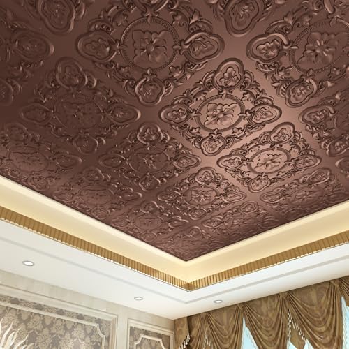 Art3dwallpanels Drop Ceiling Tiles, 24 x 24 Inch, 12 Pack, Antique Copper - Image 4