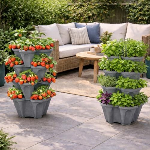 Vertical Garden Planter 4 Tier Stackable System 16 Plants, Space Saving Herb - Image 5
