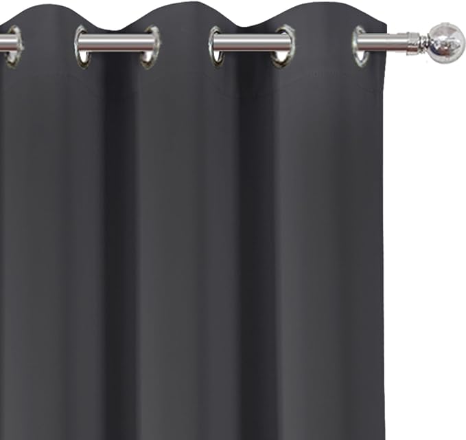 LEMOMO Dark Grey Blackout Curtains 42 x 54 Inch Length Set of 2 Panels Grommet - Image 7