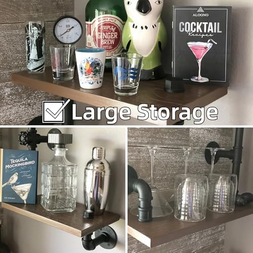 Industrial Pipe Shelves, Wall Ladder Shelving, Corner Wood Bookshelf - Image 4