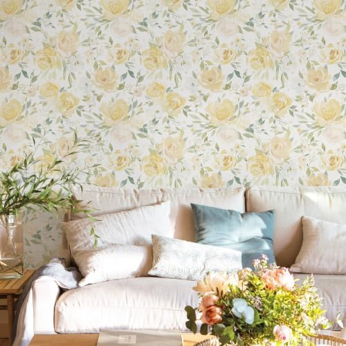 Ismoon Yellow Floral Peel Stick Wallpaper Boho Stick on Wallpaper - Image 7