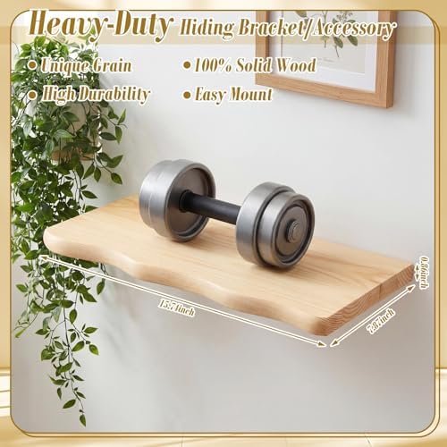 Pinkunn 4 Pcs Floating Shelves for Wall Rustic 15.75 Inches Wooden Floating - Image 3