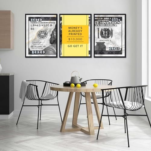 Black Framed Canvas Wall Art Benjamin Franklin 100 Dollar Money's Already - Image 5