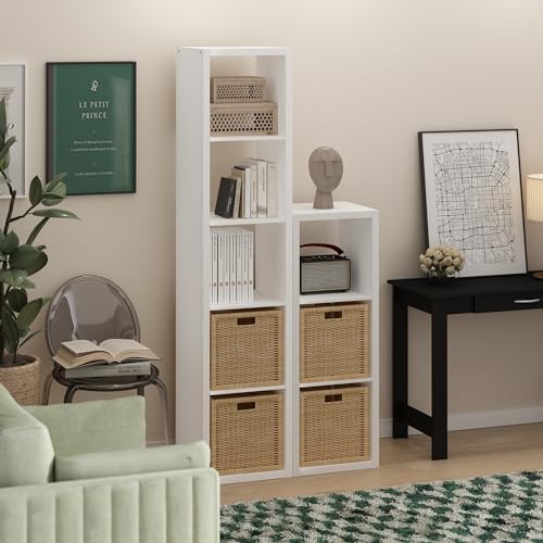 Furinno Cubicle Book Shelf, 3-Cube Bookshelf, Extra Thick Frame Horizontally & - Image 2