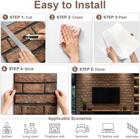 3D Brick Wall Panels Peel and Stick - Image 3