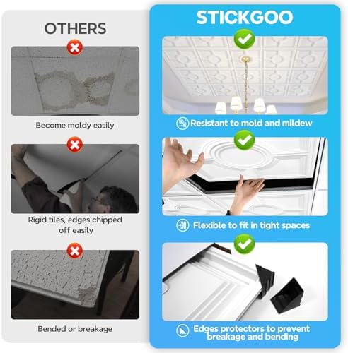STICKGOO Drop Ceiling Tiles 24 x 24in, Waterproof, Premium PVC Ceiling Panels - Image 3