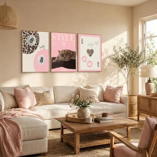 Pink Cheetah Wall Decor Art Leopard Pictures Aesthetic Room Poster Prints - Image 5