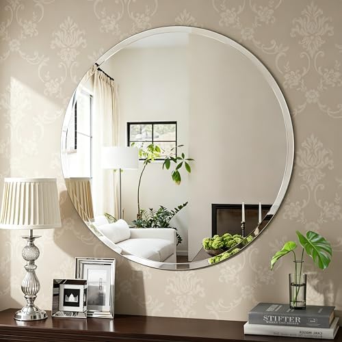 32x32 Inch Bathroom Mirrors for Over Sink, Frameless Mirrors for Wall by JACUKO