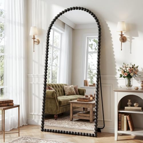 Antok 76" x 34" Arched Full Length Mirror, Antique Beaded Frame Floor Standing by AntokMirror