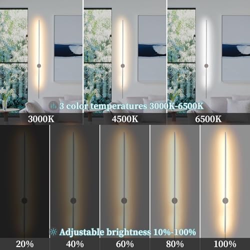 KELUOLY Dimmable Plug in Wall Sconce Set of 2, Chrome 39.37" LED Wall Light - Image 3