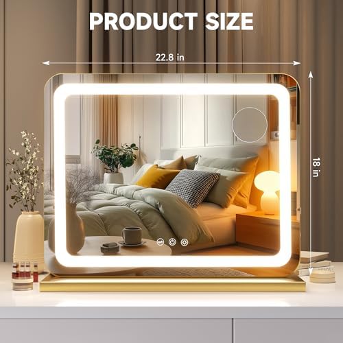 Hasipu Vanity Mirror with Lights, 22.8" x 18" LED Makeup Mirror, Lighted Makeup - Image 2