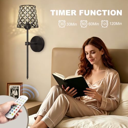 Crystal Battery Operated Wall Sconces Set of 2, Dimmable 12 RGB and 3CCT Wall - Image 4