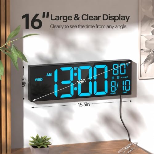 JALL 16.2" Large Digital Wall Clock - Image 2