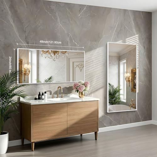 BONEWEI White Bathroom Mirror, 24x48 inch Wall Mirror - Image 3