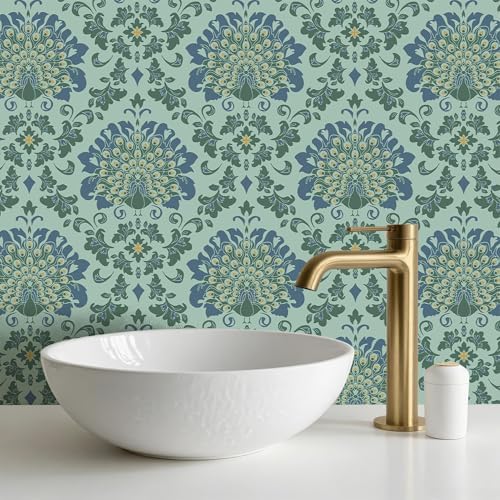 FLFK Peacock Wallpaper Peel and Stick Green Wallpaper Waterproof Removable Wall - Image 5
