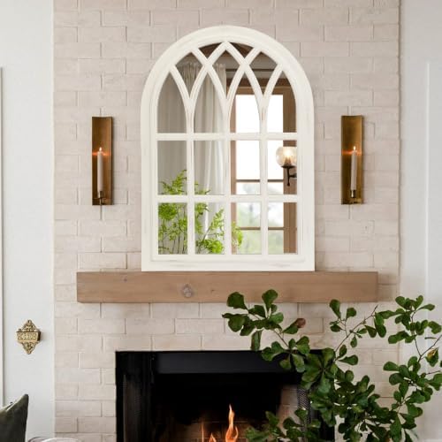 Farmhouse Window Pane Mirror, Large Decorative White Wall Mirror - Image 2